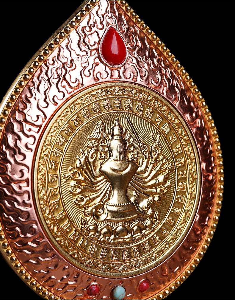 密宗法器佛堂供奉佛母藏传佛教用品吉祥铜宝镜摆件纯铜准提镜