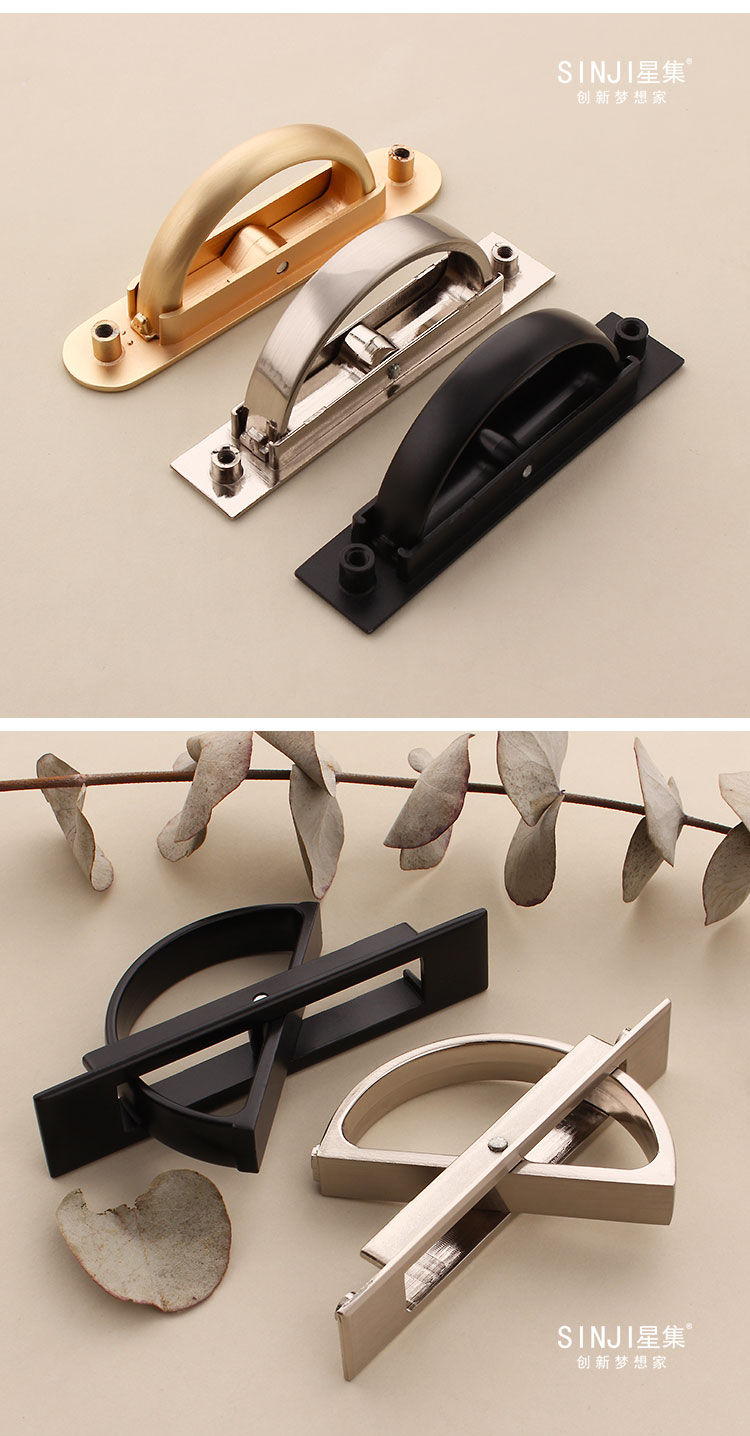 定制适用榻榻米拉手日式地台隐形暗拉扣开槽嵌入式平面扣手旋转内嵌式