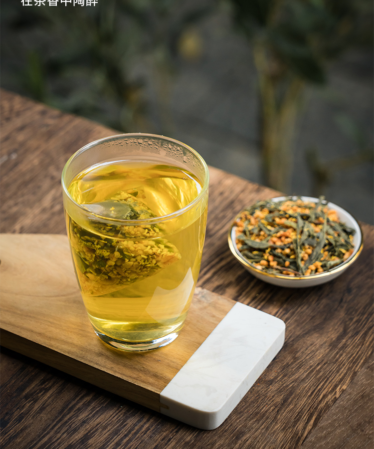 玄米茶桂花玄米茶寿司店日式玄米绿茶冷泡茶玄米煎茶桂花茶三角茶包50