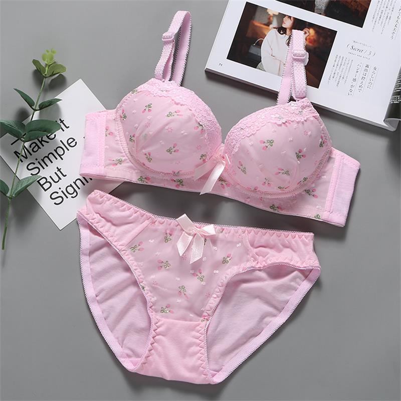 文胸套装特价大码文胸套装内衣内裤少女无钢圈初高中学生青发育期胸衣