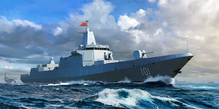055驱逐舰模型合金小号手模型1/700海军101舰南昌号06729 船坞套改
