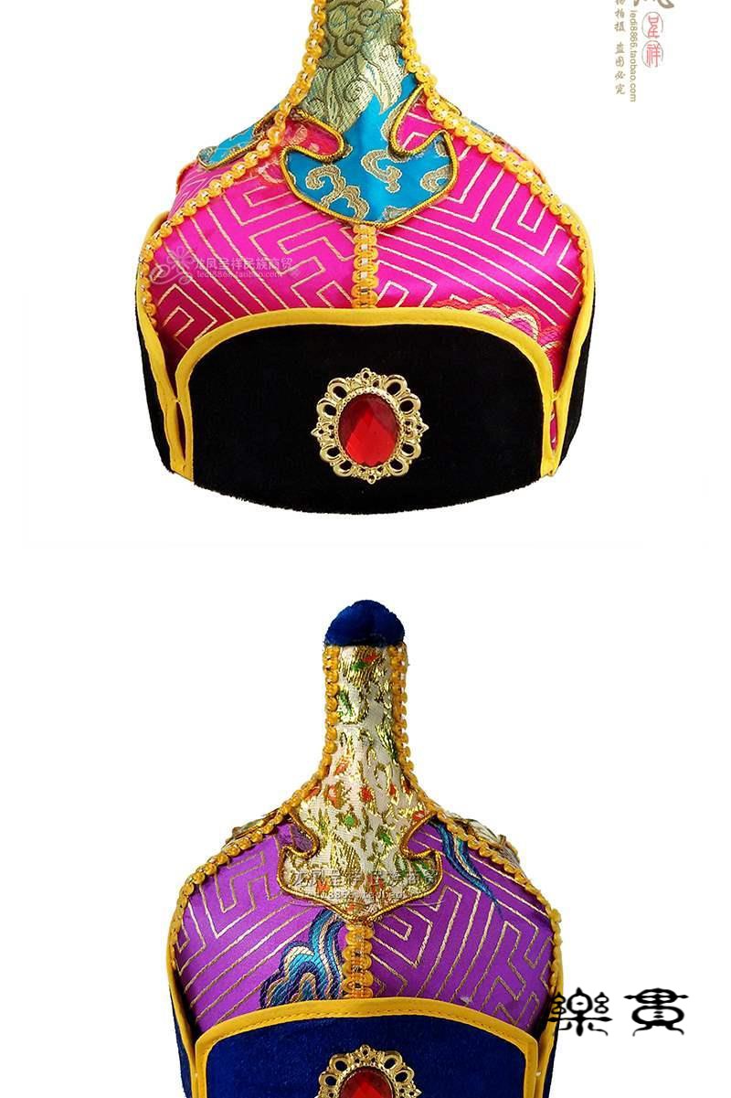 儿童蒙古族王爷帽男孩款少数民族舞蹈演出表演舞台帽子头饰尖顶帽j 玫