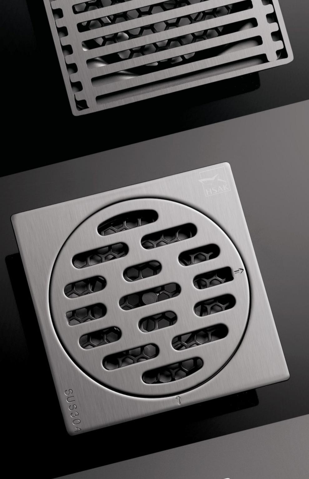 304不锈钢卡贝枪灰地漏下水道防臭卫生间洗衣机浴室大排量地黑色洗衣