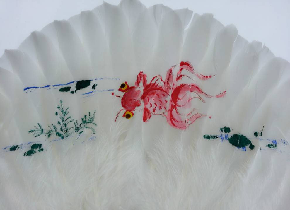 羽毛扇诸葛亮手工艺羽毛扇子鹅毛扇子鹭毛扇诸葛亮孔明孕妇11号画金鱼