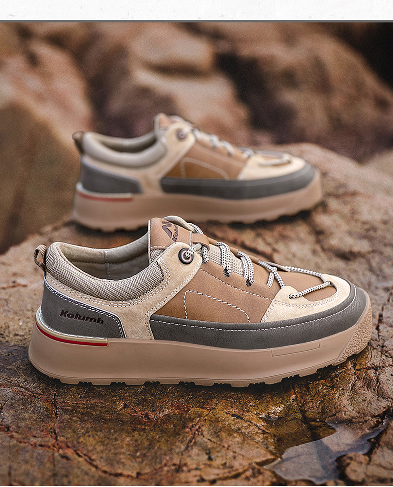 kolumb哥仑步男鞋2022休闲鞋男新款真皮休闲板鞋男士复古运动鞋子潮头