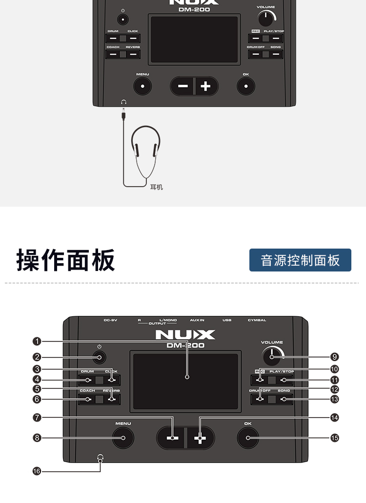 nux纽克斯电子鼓dm200乐斯电鼓儿童考级初学者入门架子鼓dm2005鼓4镲