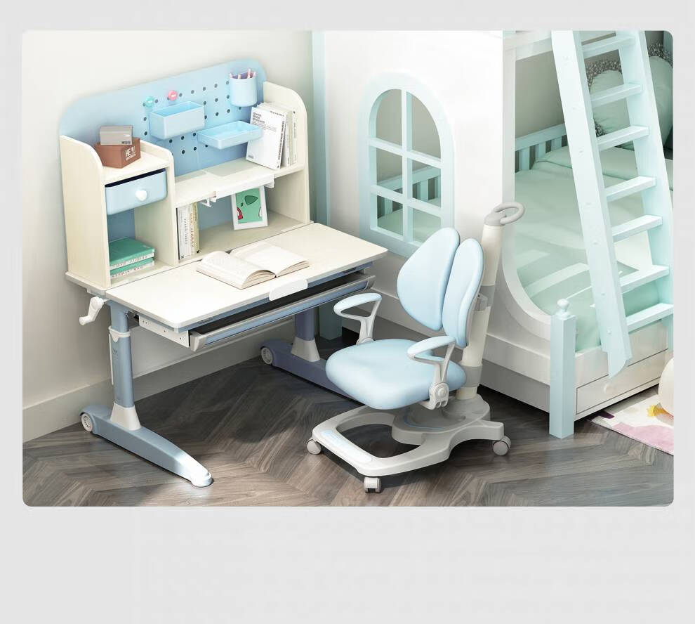 儿童书桌椅套装小户型黑白调儿童学习桌实木书桌小学生家用写字桌椅