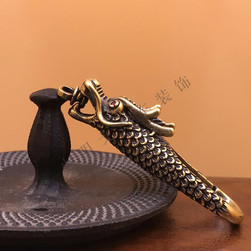 仓梵纯铜龙头汽车钥匙扣挂件个性创意礼品男女吊坠配饰品平安吉祥纯铜