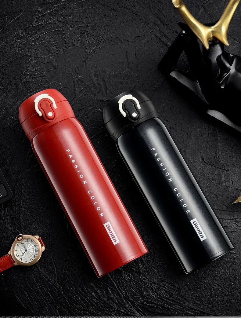 单手开保温杯保温杯男保温杯女星运保温杯sus316不锈钢司机单手开弹跳