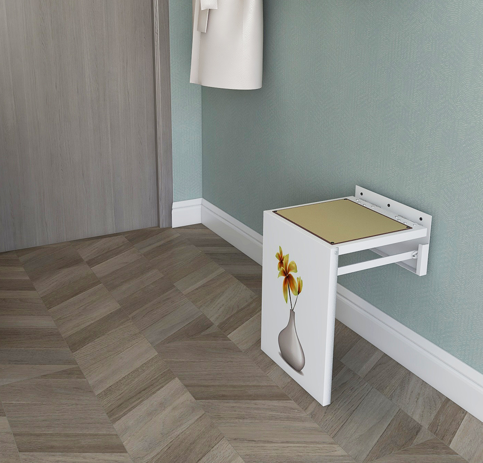 折叠换鞋凳壁挂式挂墙隐形折叠换鞋凳钢制门口挂墙入户穿鞋凳家用北欧