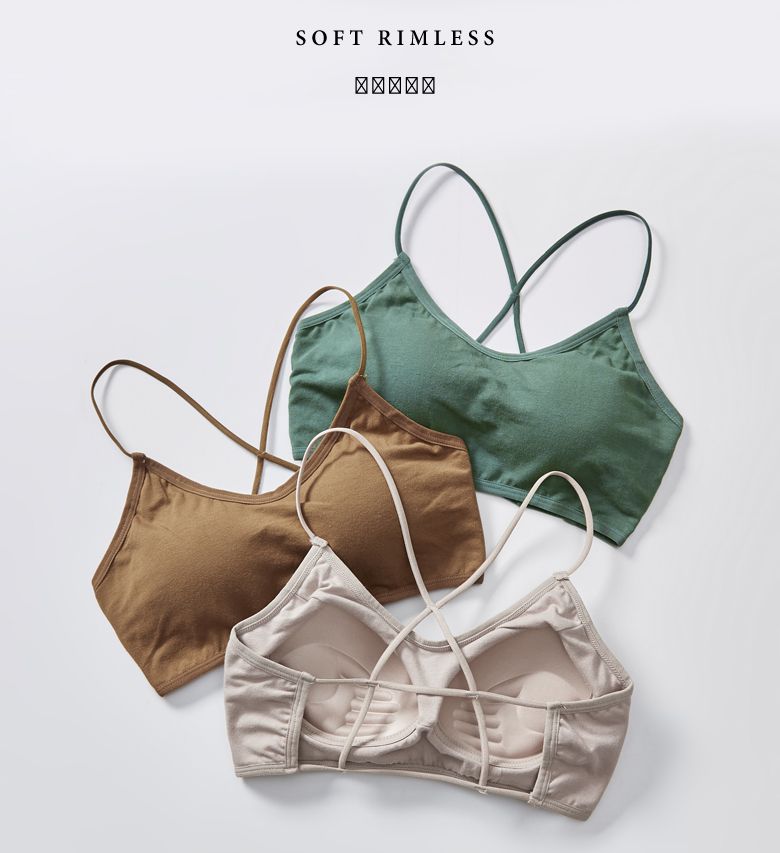 交叉带性感美背文胸网红小胸聚拢收副乳吊带背心一体抹胸少女内衣白色