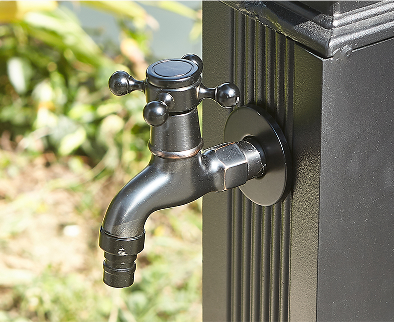 带锁水龙头黑色全铜户外带锁水龙头双出防冻阳台洗衣机龙头一进二出