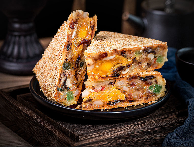 桥墩芝麻酥皮大月饼温州特产鲜肉五仁蛋黄礼盒装5001500克500克五仁