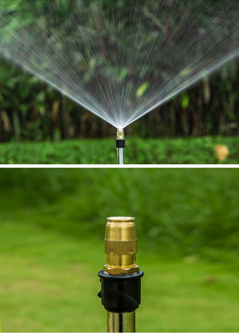 草坪园林旋转360度自动浇花洒水器全铜灌溉降温除尘喷灌雾化喷头台式