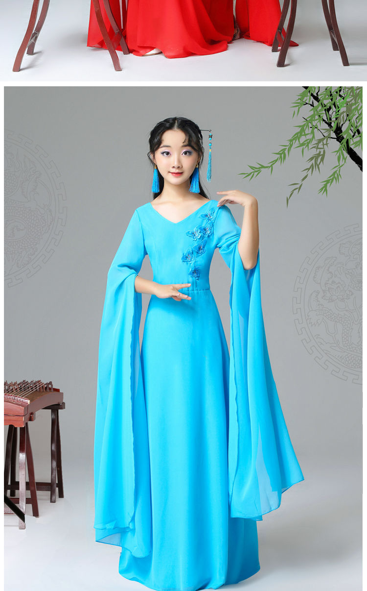诗迪仕古筝表演服装女童儿童古筝演出服女童中国风仙女气质飘逸服钢琴
