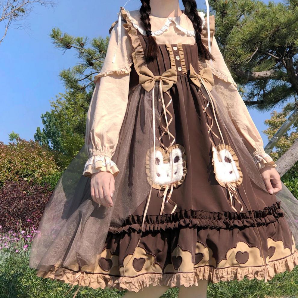 琳玺linxi洛丽塔裙子忘兔约定吊带连衣裙p忘兔粉色jsks