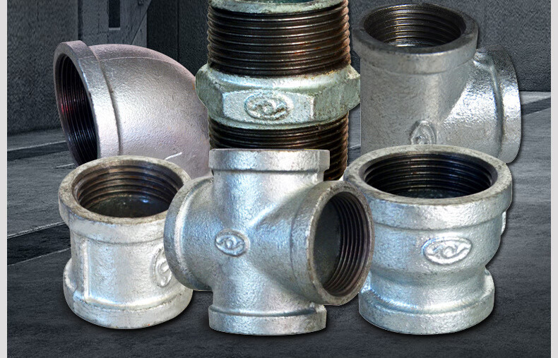 消防工程玛钢管件水暖配件 热镀锌玛钢三通4分6分1寸2寸镀锌管件 65*
