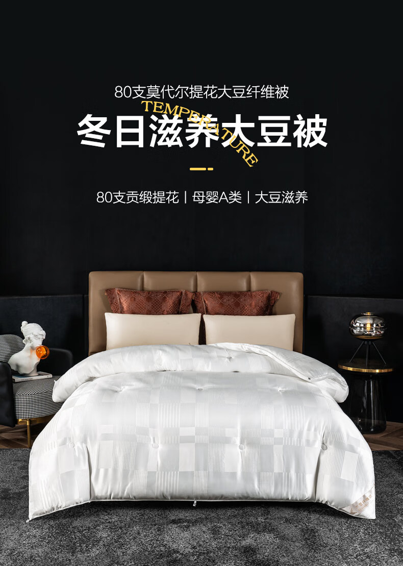 雅鹿家纺 a类子母被大豆纤维被子被芯 冬天双人居家亲肤冬被加厚保暖
