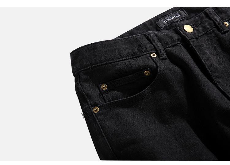 破洞牛仔裤水洗做旧直筒破坏乞丐裤潮climaxvision黑色604复古破洞28