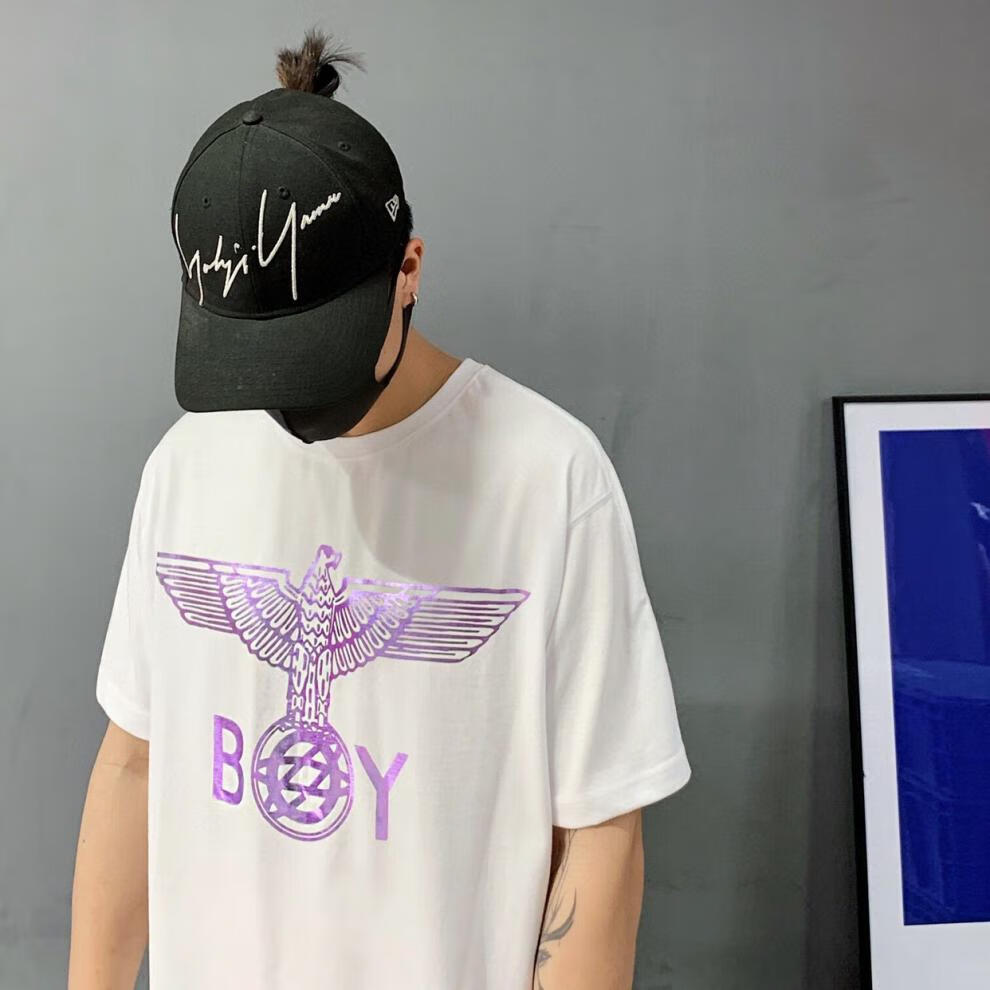 century boy男装世纪男孩短袖t恤潮牌夏季新款字母logo烫金老鹰翅膀