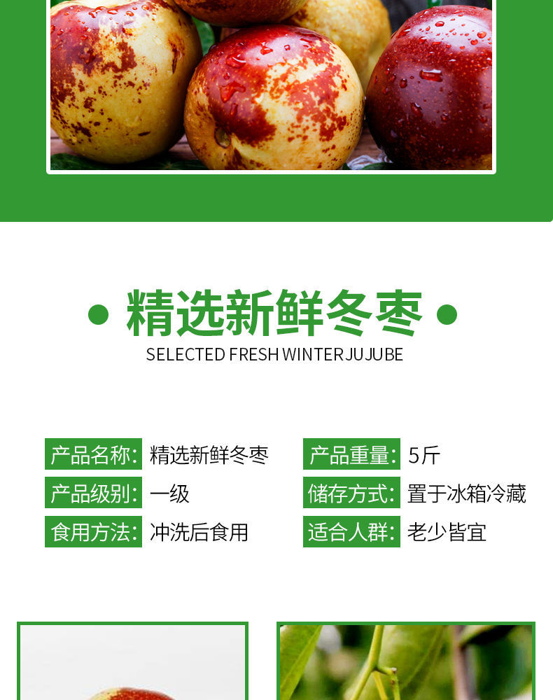 山东一点红特级脆冬枣正宗原产地应季新鲜水果非甄选2号中果5斤装35个