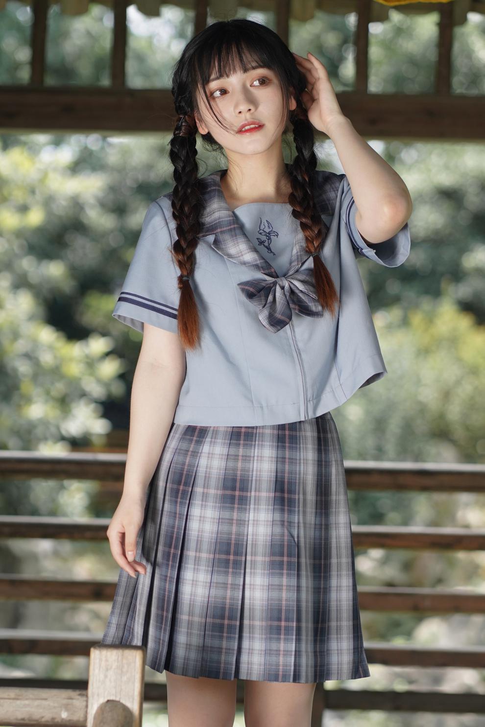 御茶家x御见国风中华风晚舟jk制服格裙短原创夏秋季现货48cm裙长xs