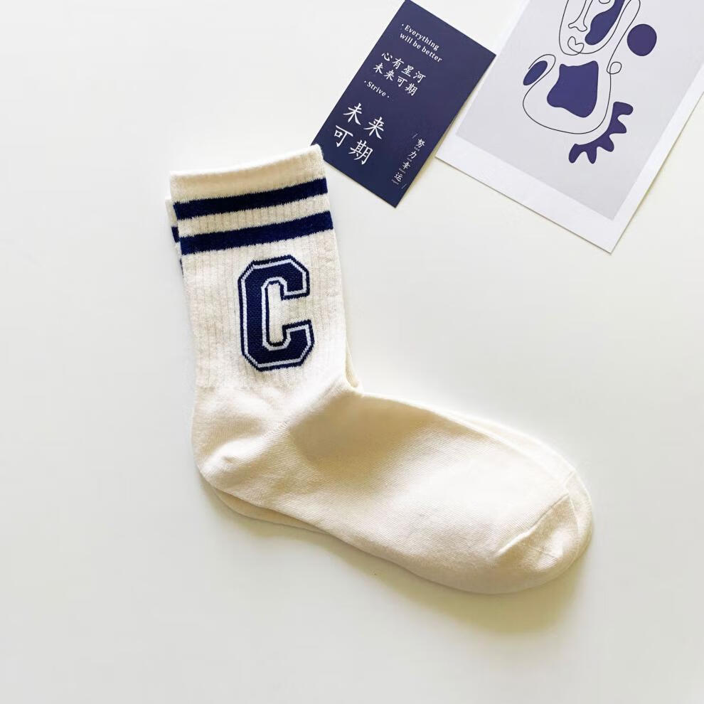 醉艳袜子女蓝白袜ins潮日系百搭情侣春夏薄款运动长袜男 蓝白条纹 35