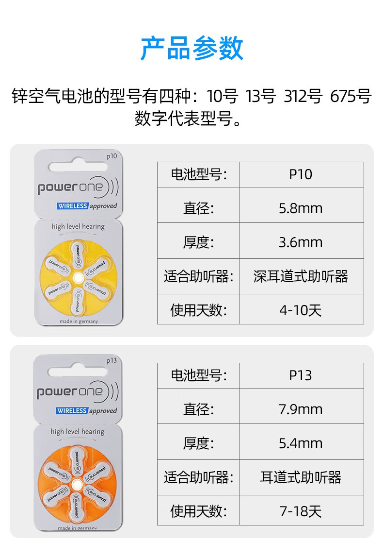 德国进口powerone助听器电池p10/p312/p13/p675西门子瑞声达 新品促销