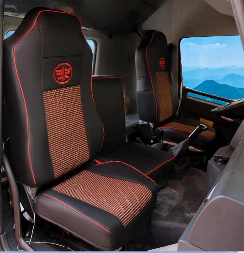 适用于一汽解放j6l座套悍v龙vh四季全包座椅套专用皮革货车坐垫套 悍v