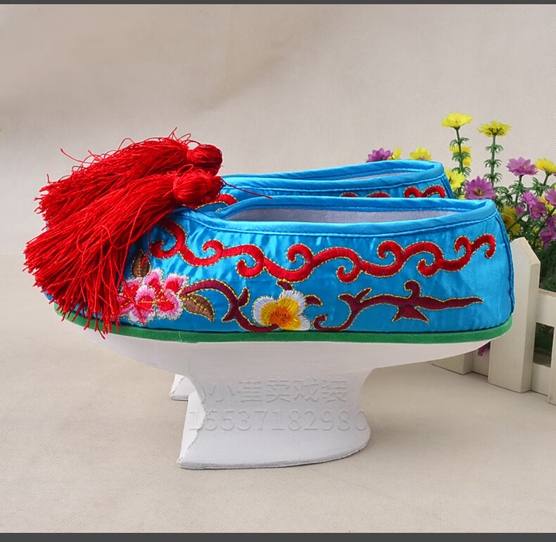 清朝贵族古装气质花盆底格格鞋木底旗鞋高跟绣花旗鞋579 红色 38