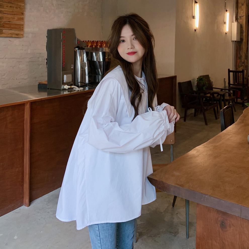 2021年新款微胖女生盐系穿搭初秋款大码女装胖mm秋装仙女早秋上衣白色