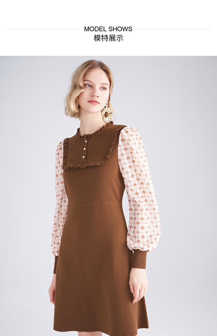 psalter诗篇女装2020冬季新款连衣裙6c51106060咖啡色42