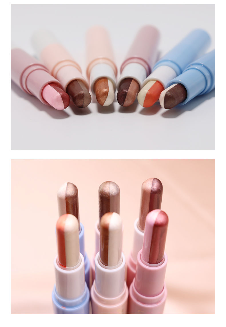 一抹成型四色眼影棒防水珠光眼影盘大地色学生初学者懒人眼影三支双头