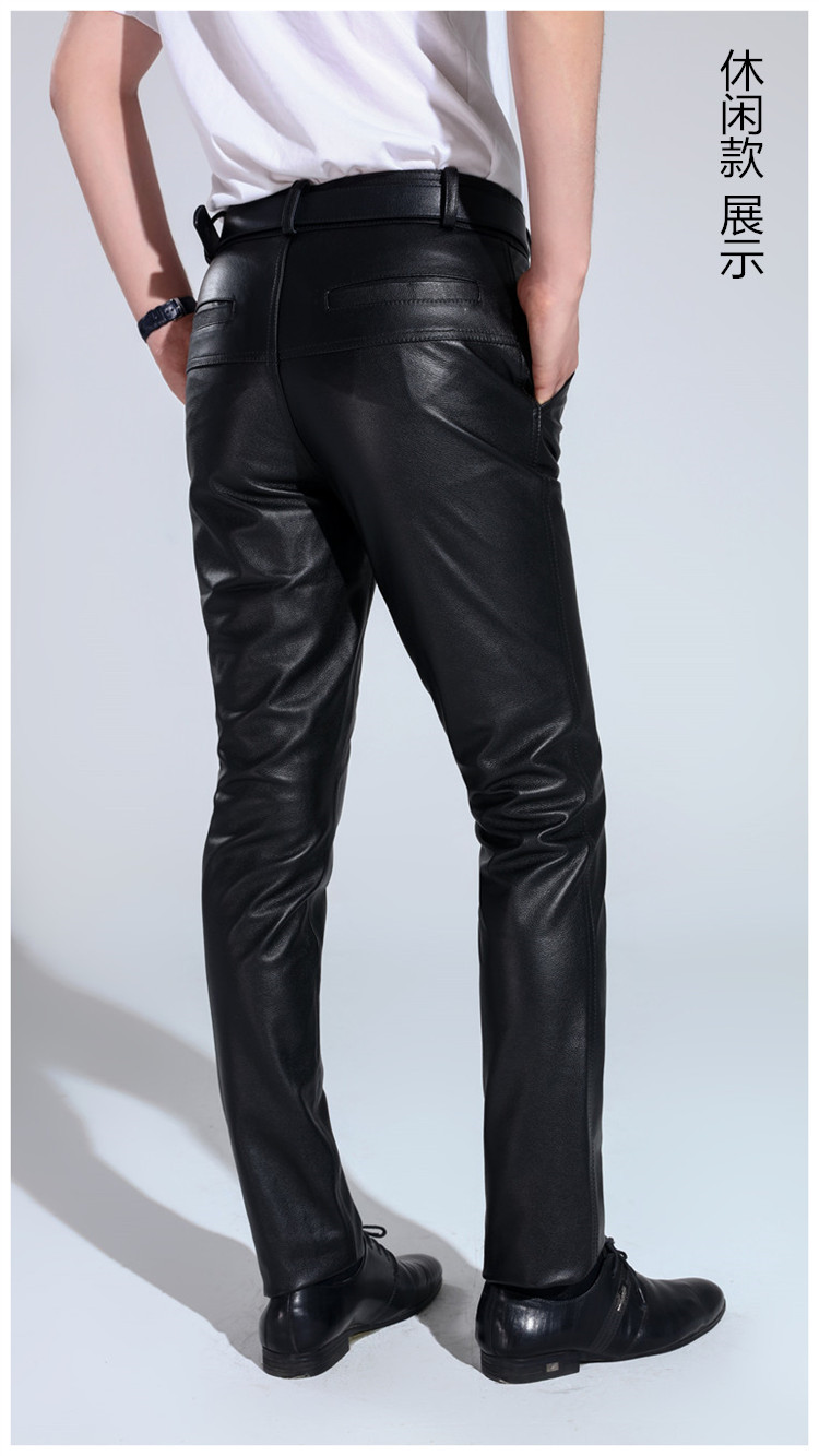 特战队军版皮裤男士牛皮真皮皮裤高腰宽松大码保暖摩托直筒加棉中老年