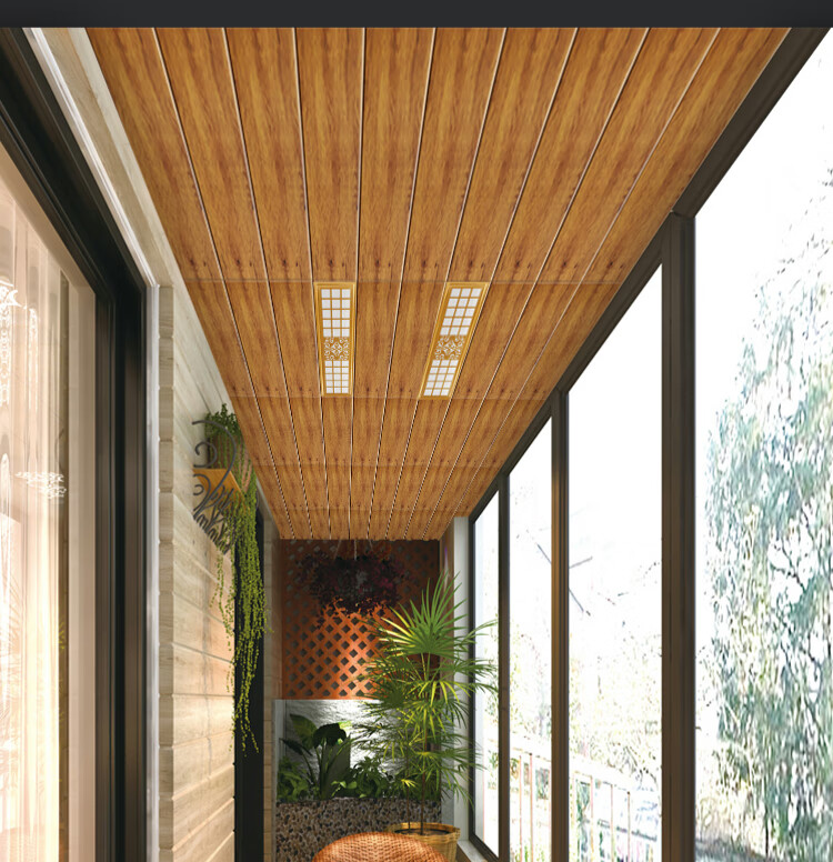 集成吊顶铝扣板卫生间厨房客餐厅阳台过道美式长条天花板木纹方通白