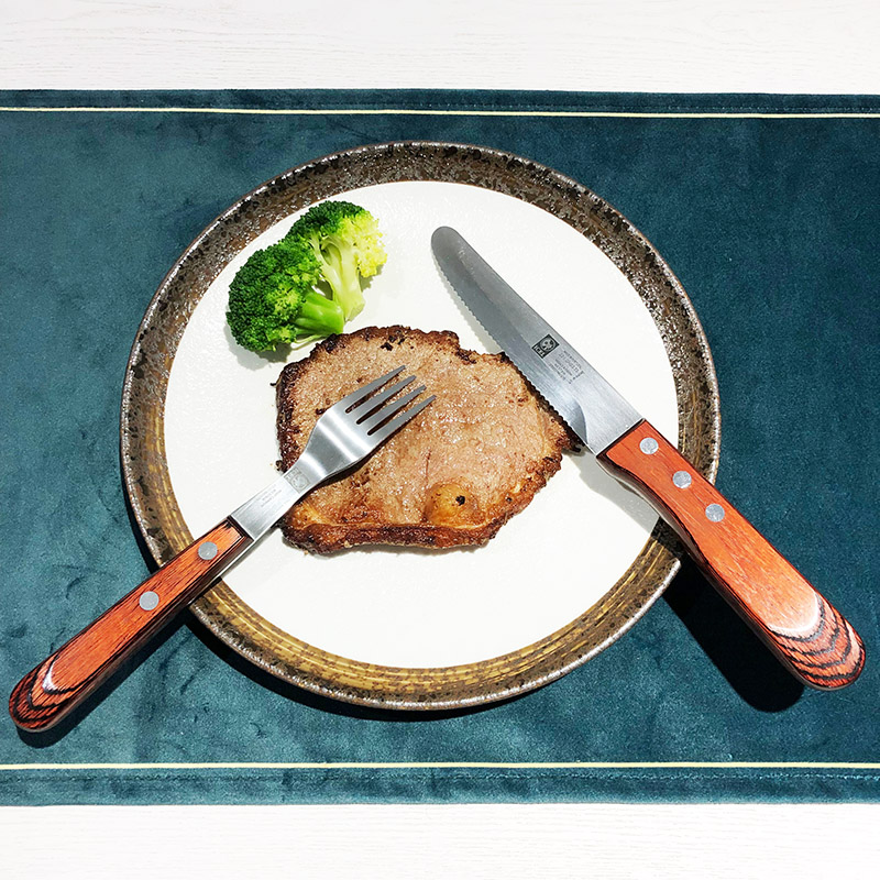 牛排刀叉套装双人不锈钢锯齿切牛排刀叉正餐刀主餐古典欧式木制柄西餐