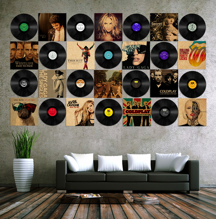 贝柚 轻奢现代lp仿真黑胶唱片墙胶片复古怀旧墙上装饰酒吧咖啡店壁饰