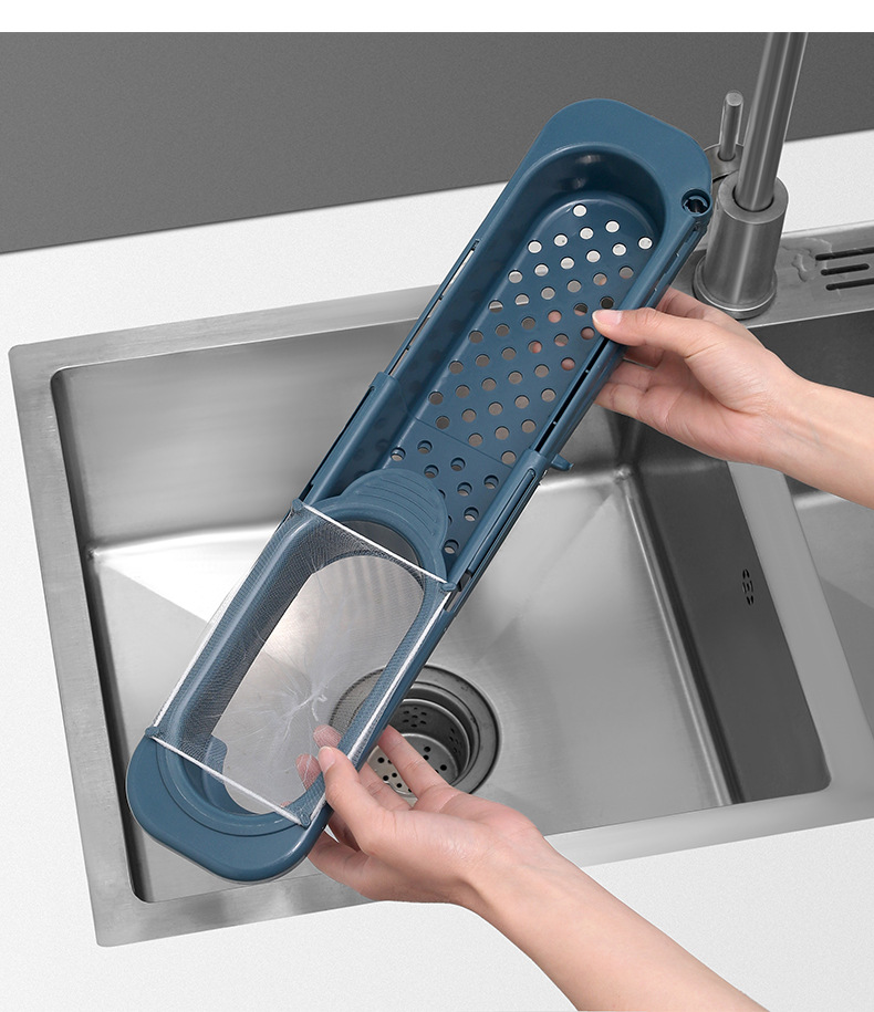 水池伸缩置物架食物残渣过滤网沥水篮滤水槽可挂式洗碗抹布架厨房用品