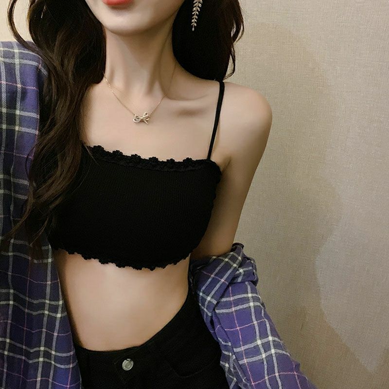 美背内衣女学生韩版性感裹胸抹胸小胸聚拢女防下垂打底吊带小背心两件