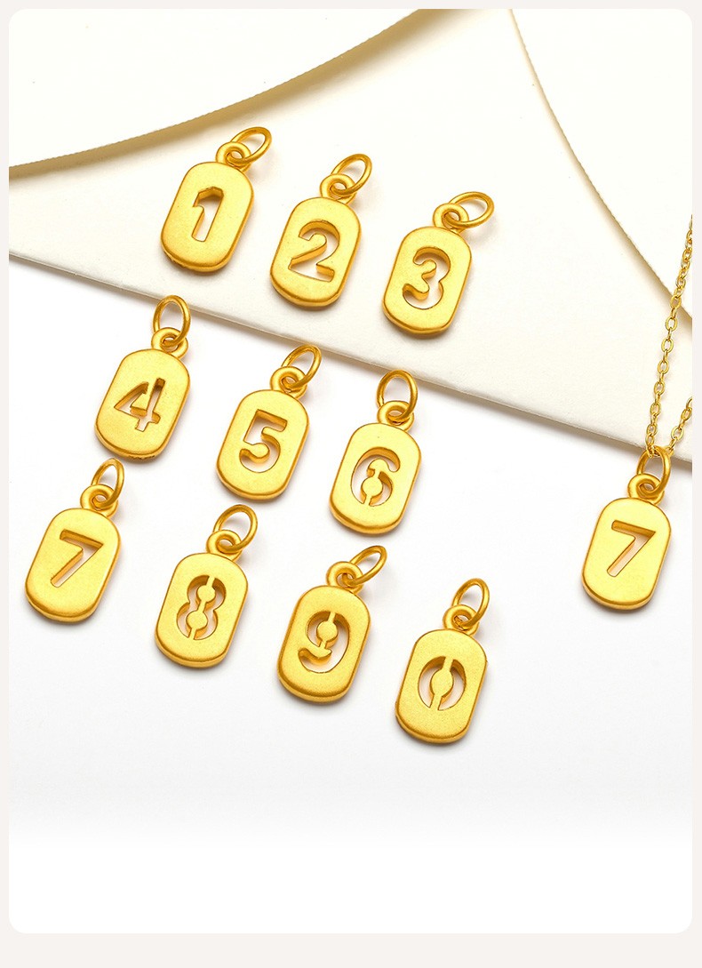 老凤凰幸运数字7吊坠爱妻999足金黄金项链女款小7字牌挂坠锁骨链送