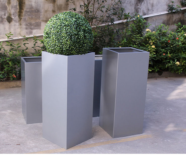 鹿凌青 不锈钢花盆组合长方形花槽户外种植箱花池金属商业街道路马槽