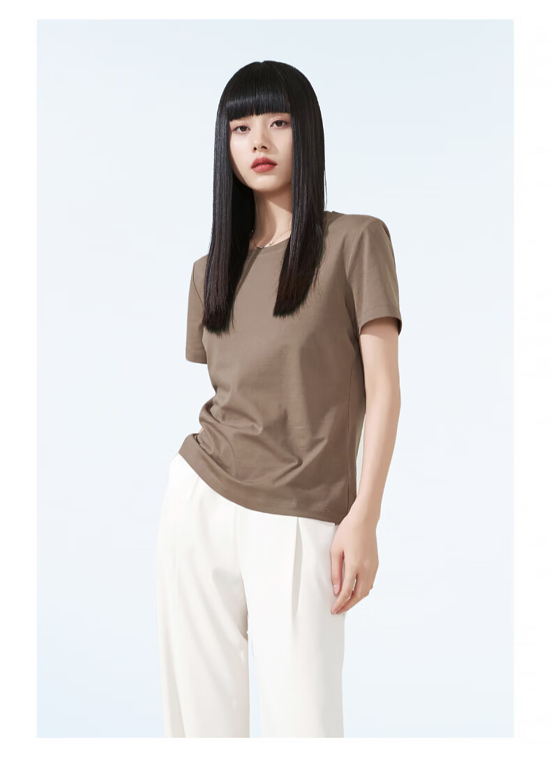 【预售】逸阳打底衫2022新款短袖t恤女夏季白色纯棉女士纯色简约半袖