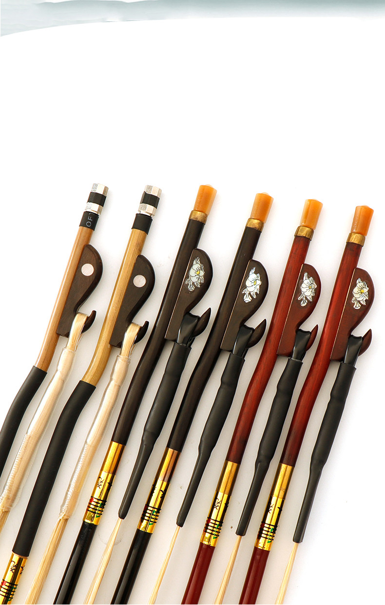 演奏二胡弓紫檀木接柄手柄白马尾真马尾毛琴弓 定制演奏级二胡弓 长尧