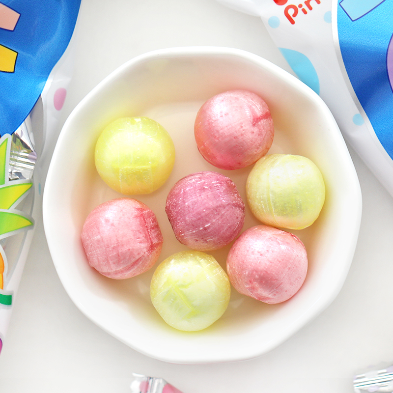 pine日本水果汽水糖硬糖葡萄菠萝苹果三色混装多口味气泡糖果喜糖