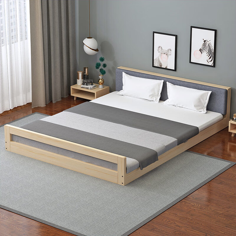 幂香源简约榻榻米床18m家用板式矮床15m出租房经济型实木床12m单人床b