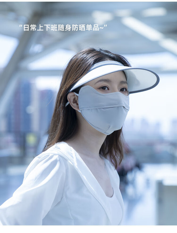 夏季冰丝防晒口罩网红女时尚夏季护眼角面罩透气开鼻口罩护眼角气质灰