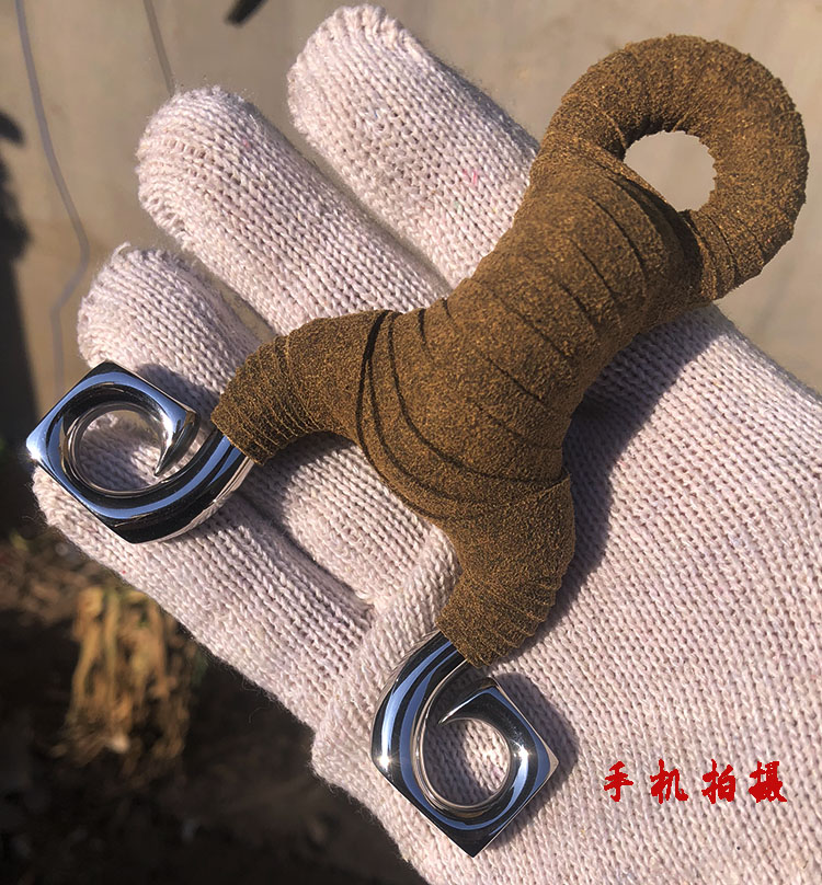 崛适传统弹弓成人射击竞技冷弯弹弓304不锈钢平头扁皮狐狸钛合金手工