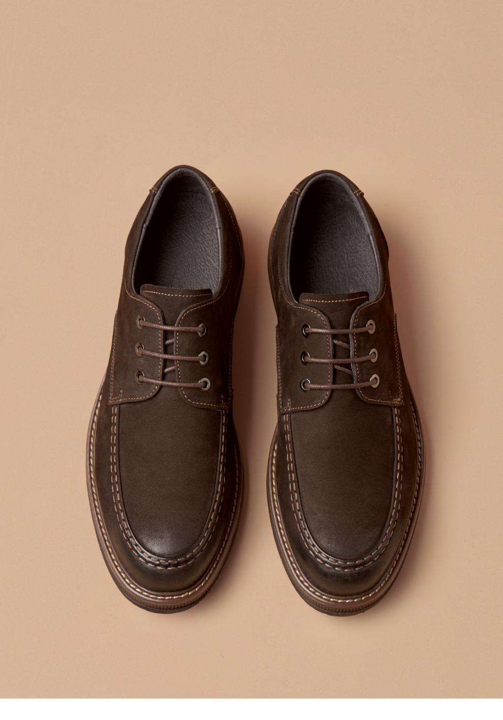 beautoday商务休闲皮鞋男士圆头磨砂反绒皮鞋潮流英伦德比鞋可可咖偏