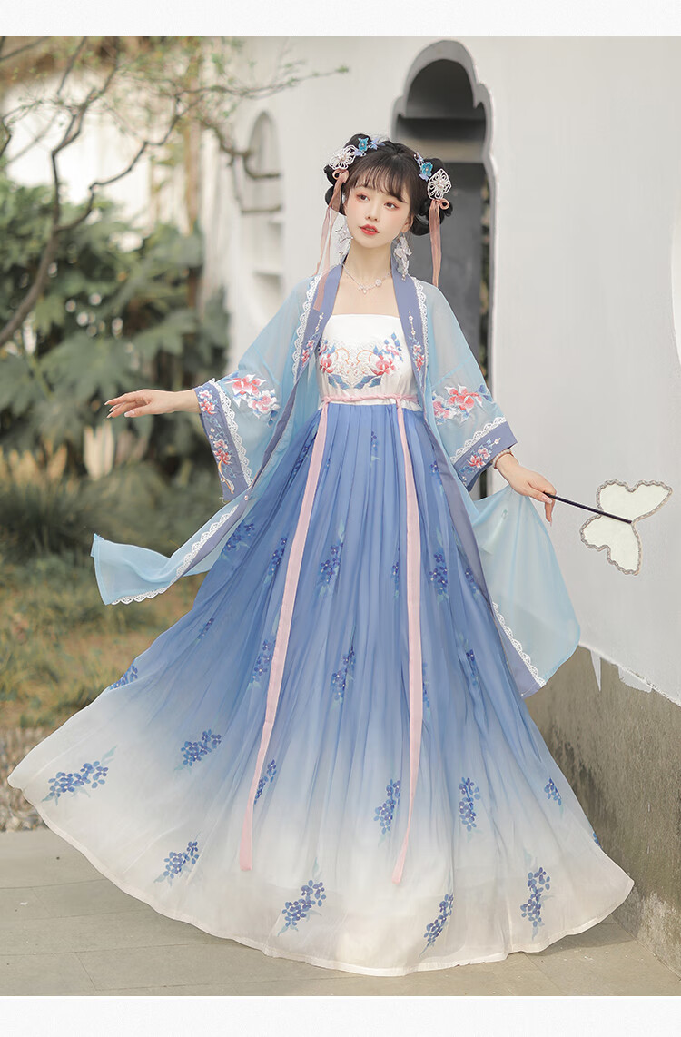 【高端轻奢】宋制汉服女中国风古装齐腰褶裙对襟长衫三件套夏款古装