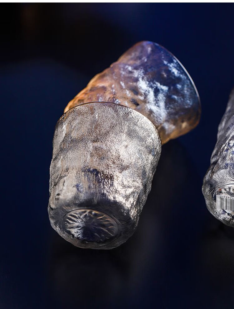 玻璃杯高颜值冰川威士忌树纹杯ins风冰纹杯子磨砂啤酒咖啡水杯矮款冰